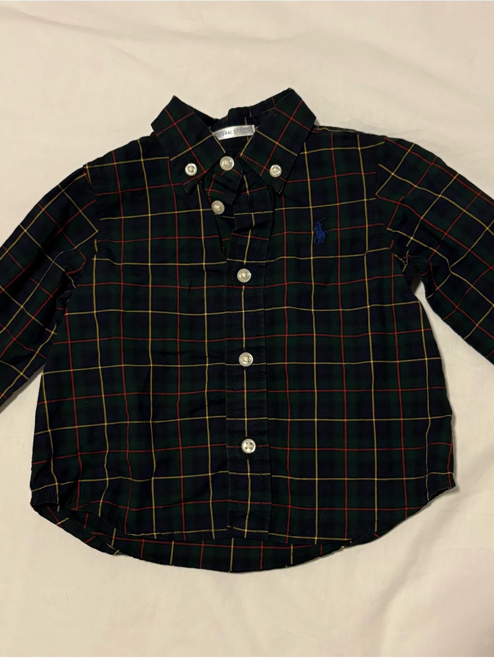 Ralph Lauren Black Plaid Button-Down Shirt with Green & Red Windowpane
